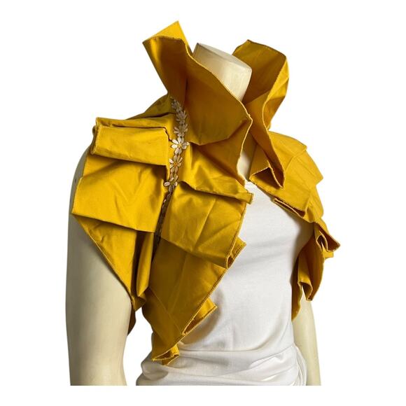 Hand Made Ruff Collar Wrap Shawl Dance Theatre Regency Yellow Daisy Diva Glam - Picture 2 of 10